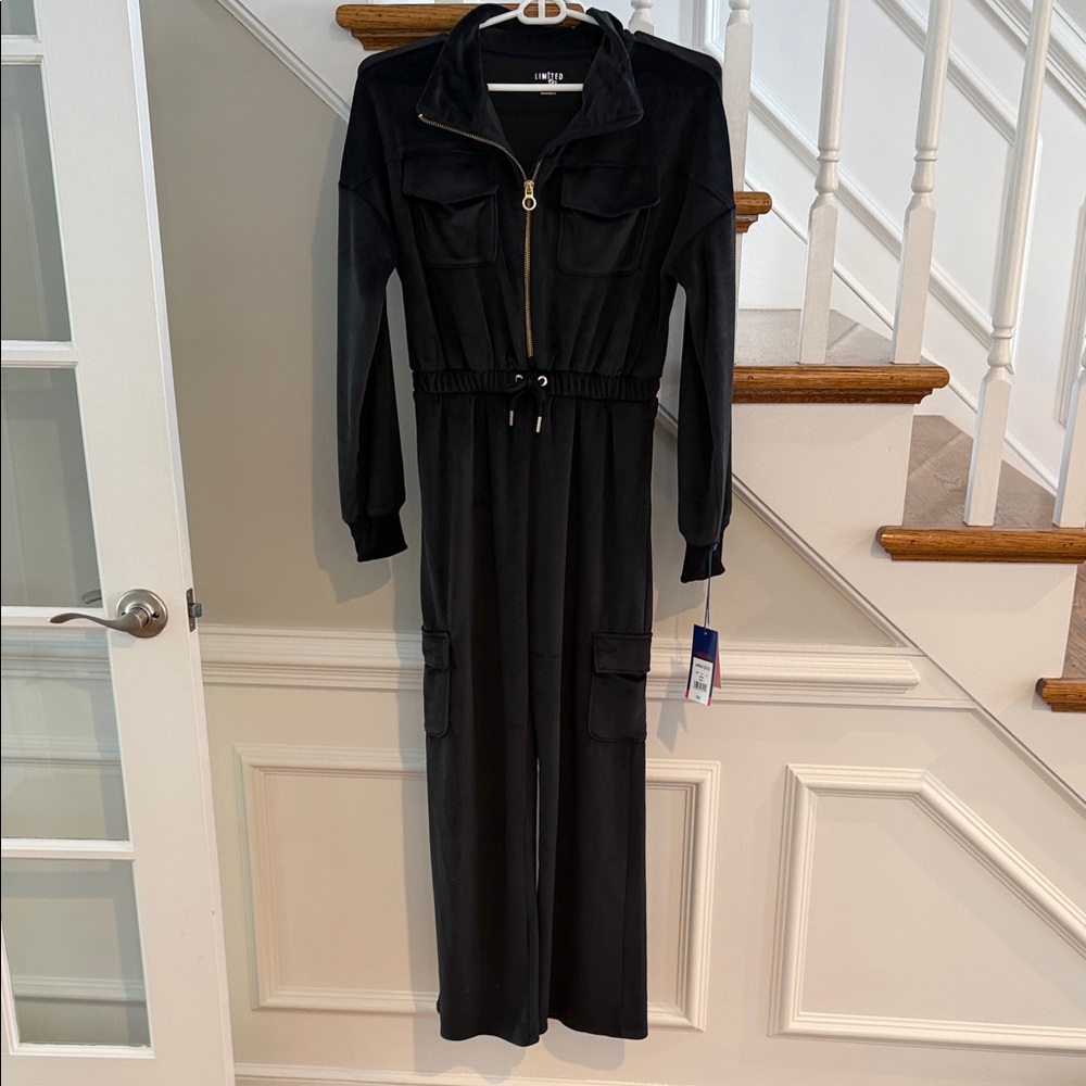 BRAND NEW Black Velvet Zip-Up Limited Too Girls Jumpsuit